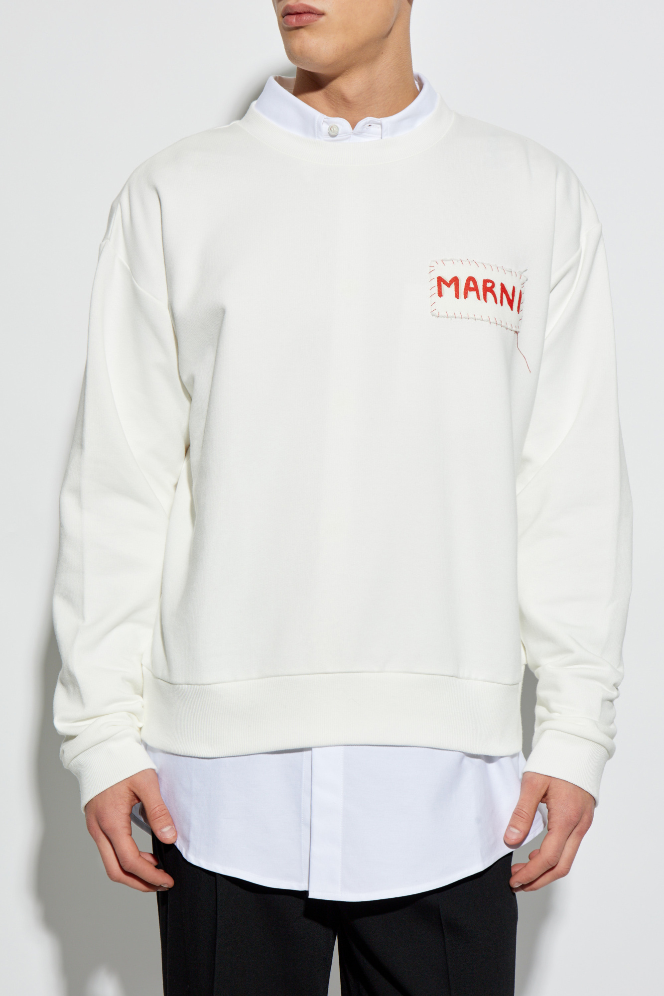 スウェット・トレーナー MARNI white cotton sweatshirt White organic cotton sweatshirt with mini logo | Marni